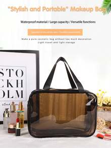 1pc Transparent Visible Travel Bag, Multifunctional Waterproof Handbag Cosmetic Bag, Large Capacity Double-Layer Travel Makeup Bag For Cosmetics And Skincare Storage, Mom's Gift, Beach Essential, Beach Accessories, Beach Supplies, Holiday Bag For Winter And Autumn Holidays, Valentine's Day Holiday Essentials,Pouch,Makeup Pouch,Travel Essential - Multicolor - View 5