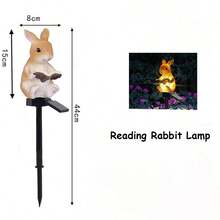 GCTECHING 1 Đèn năng lượng mặt trời dùng để đọc sách hình thỏ, đồ thủ công bằng nhựa, đèn LED chiếu sáng ngoài trời, trang trí cảnh quan, đèn sân vườn năng lượng mặt trời, đèn bãi cỏ cho sân vườn, lối đi, trang trí bãi cỏ ngày lễ - đèn sàn - Xem 6