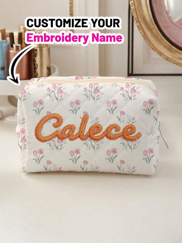 New Cosmetic Bag, Custom Photo Cosmetic Bag, Can Be Customized To Your Unique Design, Lightweight Zipper Cosmetic Bag Is Also Perfect For Coin Purse, Pencil Case, Perfect For Shopping, Date, Vacation, Travel, Festival, Party Or As A Gift,Octagonal Diamond Makeup Bag Shop Back To School