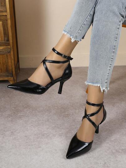 Tacones altos de aguja sexy de punta fina para mujer, sandalias versátiles de vestir con tacón de gatito