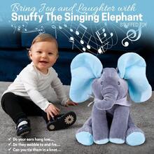 Juguete de peluche de elefante musical, Peek-A-Boo - Animal de peluche interactivo para bebé con orejas móviles - Diversión de escondite - Juguete de peluche de elefante para bebé - por defecto - Ver 7