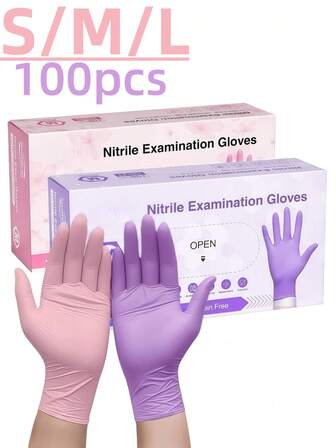 Disposable Nitrile Gloves Light Purple, Light Pink, Kitchen, Bathroom, Cleaning, Food Handling, Beauty, Hair Dye, Pets, Beauty Salon, Cleaning Supplies, Household Gadgets
