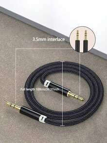 1 条 3.5 毫米编织音频线，适用于手机、汽车 - 黑色 - 查看 2
