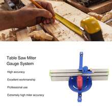 Sistema de guía de inglete para sierra de mesa, mesa de empuje, manija de empuje, bloque limitador, soporte, juego de guía de inglete - Azul - Ver 4