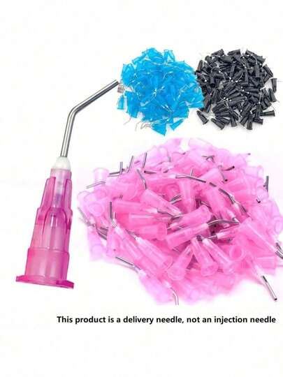 100 piezas/Paquete Agujas de irrigación dental pre-dobladas, agujas curvas, agujas de flujo de ácido de grabado de resina compuesta, aplicadores desechables