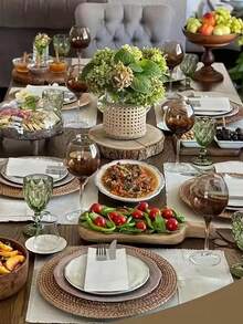 单层亚麻纹理一次性纸巾，带餐具收纳袋 - 高吸水性，优雅餐桌装饰，适用于婚礼、派对、节日和特殊活动 | 精致餐桌布置 | 餐具收纳设计 - 彩色 - 查看 5