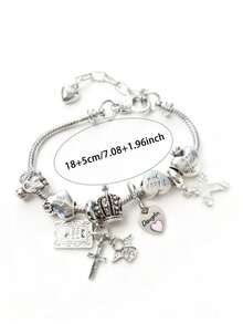 1 件 Y2K 串饰手链、1 件十字架串饰手链、复古街头时尚手链、1 件十字架和心形串饰手链、夜光手链 - 彩色 - 查看 11