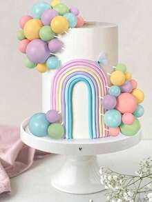 50 Or 32 Macaron Colorful Ball Cake Decorations, Colorful Foam Ball Baking Cake DIY Accessories, Suitable For Baptism, Gender Reveal, Wedding, Anniversary, Retirement Party, Birthday Cake Decoration (Please Use After Connecting The White Tube, The Ball Surface Does Not Touch The Cake) - Multicolor - View 5