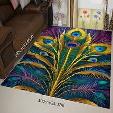 1 pièce Tapis de bain antidérapant à motif de plume de paon, tapis de cuisine antidérapant, convient pour la salle de bain, la cuisine extérieure, la décoration printanière de la maison