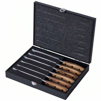 Starrett 6 PC Wooden Handle Steak Knife Set