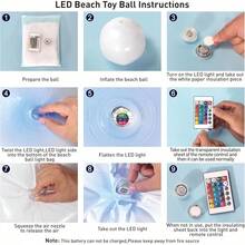 MIAOKE Juguetes De Piscina De 16 Pulgadas (Paquete De 3/5/10) - Pelota De Playa Led con Control Remoto, para Juegos De Piscina, Fiestas Nocturnas De Verano - BLANCO - Ver 6