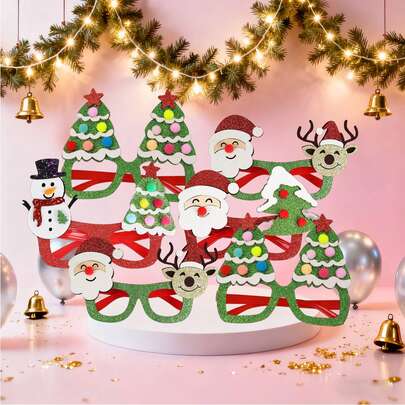 1pc, Santa Claus Style Glasses, Festive Christmas Party Props, Fun Photo Booth Accessories, Creative Christmas Gift, Multiple Colors Available Fun Photo Prop For Family & Friends, Festive Home Decor, Viral Selfie Accessory, Perfect Christmas Gift In Multiple Colors Creative Gift & Photo Prop For Holiday Fun, Multiple Colors