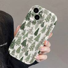 Un diseño de árbol de Navidad blanco con una funda de teléfono de marco ondulado adecuada para múltiples modelos de, que proporciona protección para la lente y sirve como funda protectora, lo que la hace perfecta como regalo. - Colores mixtos - Ver 2