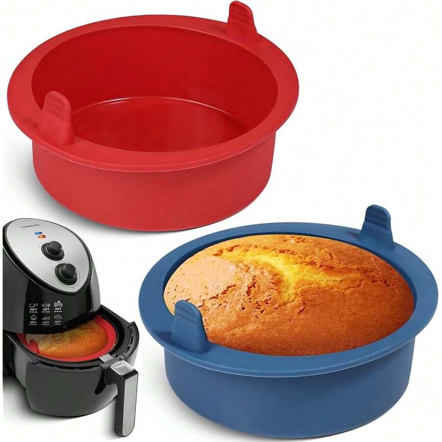 6 Inch Air Fryer Round Cake Pans For Baking, Nonstick  Air Fryer Baking Pan Wih Handle,  Set Of 2 - 6 Inch - 查看 1
