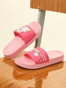 1 Pair Kids Cartoon Pattern Slippers, Fashionable & Versatile, Suitable For Boys & Girls Daily Casual And Outdoor Activities - Pink - View 4