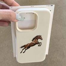 Brown Business Horse Pattern TPU Matte Phone Case, Suitable For IPhone 16 15 14 13 12 11 XS XR S 8 7 Plus Pro Max SE Series Cases - Halloween Gift Easter Birthday Present For Girlfriend Boyfriend Friends Or Yourself,Suitable For IPhone17 Air - 白色 - 查看 6