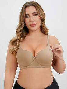 Sujetador con aros MIMILEMON para mujer de talla grande, con soporte y comodidad - Café integral - Ver 6