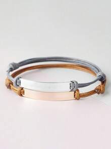 1 Pieza de pulsera de acero inoxidable personalizada con grabado láser. Es un regalo de uso diario adecuado tanto para hombres como para mujeres. Es simple, casual, personalizable y único. Es un regalo ideal para él/ella, novio, novia, padre, madre, miembros de la familia y amigos en aniversarios, cumpleaños y ceremonias de graduación. - Multicolor - Ver 5
