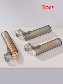 3-częściowa przenośna przezroczysta plastikowa torba na wykałaczki i patyczki, szczelna, podróżna torba do przechowywania z metalowym cylindrycznym designem, mały organizer na biurko, odpowiedni na kemping i do użytku na zewnątrz, przenośna, nowoczesna, minimalistyczna, przezroczysta plastikowa torba pojemnikowa, kosmetyczka - Wielokolorowe - Zobacz 9