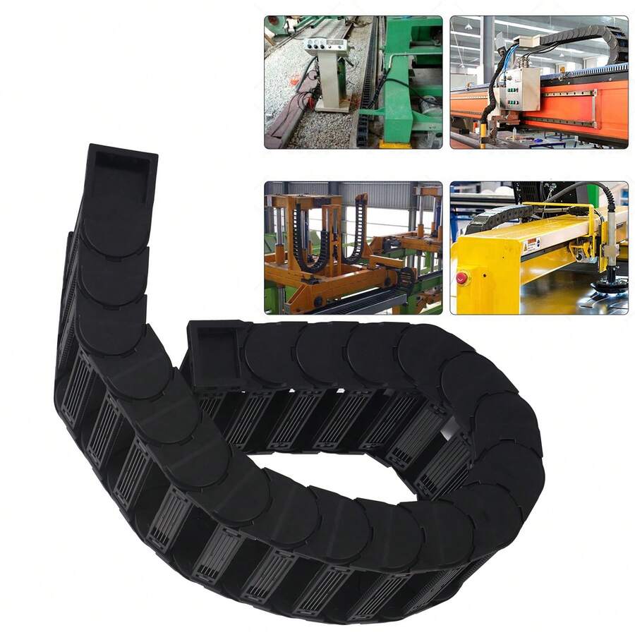 Cadena De Arrastre Del Porta Cables Ruteo Cableado 0.7m Cadena de arrastre del porta cables 0.7M, de nylon reforzado, alta elasticidad y resistencia a la abrasión, para rodear y guiar cables eléctricos flexibles - Negro - Ver 1