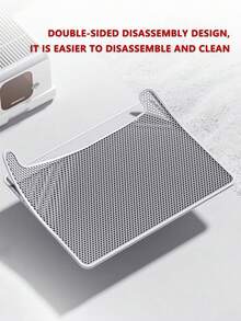 1pc Premium Eva Material Cat Litter Mat, Double Layer Single Entrance, Closure, Removable And Washable, For Indoor Home Use - Silver - View 15