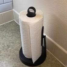 Theaoo Heavy-Duty Stainless Steel Paper Towel Holder With Tension Arm – Easy One-Handed Tear, Modern Standing Countertop Dispenser For Kitchen, Holds All Paper Towel Rolls - Gold - View 2