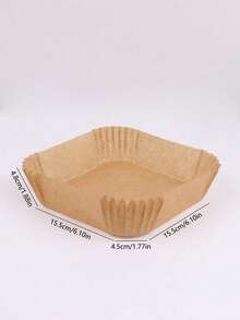 50张/包空气炸锅专用烘焙纸垫，吸油烤盘，硅胶涂层纸杯，家用烘焙工具 - 杏色 - 查看 8