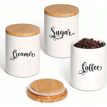 6 PCS Sugar Flour Milk Creamer Tea Coffee Pantry Labels Kitchen Stickers Printed Waterproof Strong Adhesive Kitchen Labels For Containers Gloss Black{Inchcolorinch:InchBlackinch}