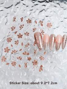 FULL BEAUTY 2片金色/玫瑰金金属叶子和樱花花瓣美甲贴纸，DIY美甲饰品，婚礼美甲装饰，春季美甲配件 - 彩色 - 查看 5