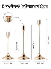 12 قطعة/6 قطع/3 قطع من حاملات الشموع الذهبية/السوداء/الفضية، 3 قطع من حاملات الشموع المخروطية الشكل، حاملات شموع ديكورية حديثة باللون الذهبي والأسود، مناسبة لطاولة الطعام والمدفأة والزفاف والحفلات وعيد الميلاد والذكرى السنوية (الشموع غير مشمولة) - لون شمبانيي - مشاهدة 9