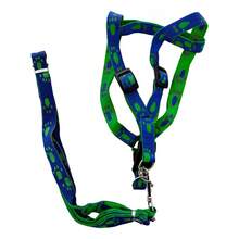 Set arnes correa halter diseño huellas mascotas perros gatos arnés correa mascotas ajustable huellas diseño paseo perros gatos accesorios - Azul - Ver 1