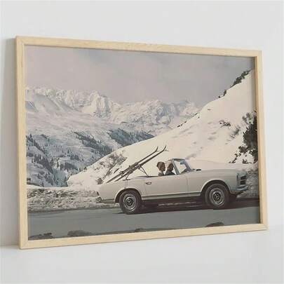1 件复古、怀旧、奢华、时尚滑雪照片印刷品，墙面艺术，滑雪海报，家居墙面装饰，滑雪家居装饰，冬季墙面装饰，复古海报，现代简约风格海报，客厅和卧室装饰，浴室装饰，理想礼物，不含画框