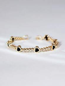 1 件优雅心形合成锆石簇状网球手链，适合女士，情人节/生日的奢华礼物