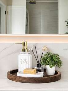 1 Peça Base de Suporte de Vela de Madeira Simples, Bandeja de Vela de Aromaterapia, Bandeja de Madeira Criativa, Prato de Madeira Vintage, Base de Suporte de Vela Redonda, Bandeja de Armazenamento de Mesa de Fazenda, Bandeja de Banheiro, Bandeja de Servir, Adequada para Decoração de Feriados, Aniversários, Festas, Sessão de Fotos, Prato Redondo de Madeira - Castanho - Visão 4