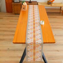 1 pieza Camino de mesa rectangular impreso con diseño de luna y estrellas de poliéster, decoración del hogar para fiestas y cenas de festivales islámicos árabes