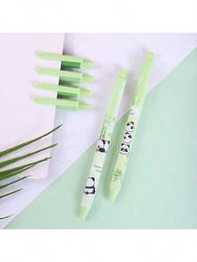 6pcs/Box Panda Themed Retractable Ballpoint Pens, Suitable For Student Stationery, Prizes, Gifts, Back To School - Multicolor - View 11