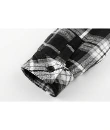 Mens Flannel Hoodie Shirts Long Sleeve Casual Plaid Jackets - Suitable For Autumn And Winter - Casual Style - Đen và trắng - Xem 7