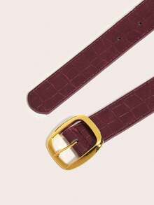 1/3pcs Buckle Waist Belt - Minimalist American Retro Decorative Skirt Suit Belt, Marble Texture Personalized Leather Belt - Subculture Black Pant Belt, Burgundy Casual Belt Suitable For Daily & School Wear - Multicolor - View 11
