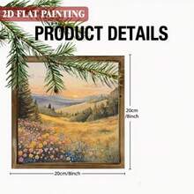 半幅乡村日落艺术画，木质挂板带框装饰画，适用于客厅、车库、卧室、花园和办公室装饰，理想的节日礼物，8x8英寸 - 多色-鋸齒掛鉤 - 查看 2