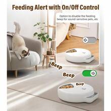 Casfuy Alimentador automático para gatos funciona con pilas dispensador automático de alimentos para gatos apto para bigotes para alimentos húmedos y secos alimentador automático de 4 comidas para - blanco - Ver 6