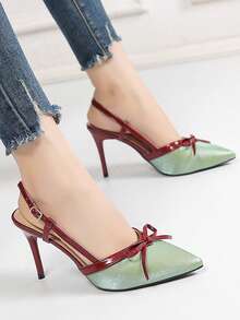 Sandalias con tacón de 2-3 cm para vestir, nuevos zapatos de tacón elegantes y cómodos de estilo francés para mujer, verano 2025, tacones de aguja - Verde - Ver 3