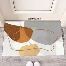 Modern Geometric Retro Pattern Rug - Polyester Fiber Backing Non-Slip Polyester Mat, Durable Home Decor Carpet, Washable Rug Suitable For Living Room, Bedroom, Dining Room And Kitchen