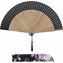 1PC Folding Hand Fan Handheld Foldable Fan Style Fan Dance Music Festival Wedding Party Decoration Performance - Black - View 1