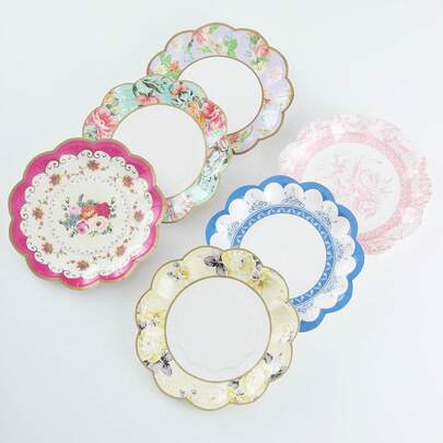 Colorful Floral Paper Plates, Disposable Plates For Party, Birthday, Picnic, Camping, Tableware, Cake Plates, Snack Plates, Afternoon Tea Plates