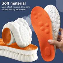 1 Pair Unisex Soft, Shock-Absorbing, High-Elasticity, Breathable Insoles; Moisture-Wicking, Odor-Resistant, Comfortable Massage Insoles; Fashionable, Flexible, Durable Shoe Inserts - Orange - View 3