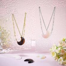 MAGICALCUTDIE 1box 5pcs 5 Style   Pendants  Tiger Eye Obsidian Rose Quartz Quartz  Opalite Moon 34~35x29~30x7.5~9mm Hole: 1.2mm 1pc/Style - 彩色 - 查看 5