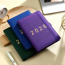 2026 English Schedule Book, Daily Work Notebook, Self-Discipline Check-In Plan Book, Zip Up Calendar Book - Blue - View 6