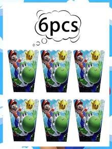 Super Mario 生日主题邀请函、礼品盒、爆米花盒和跨境生日派对装饰品适用于感恩节生日派对和生日聚会场所。它们是收集礼物的最佳包装盒。