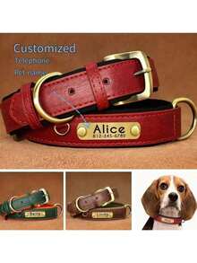 Collar de perro de cuero de PU personalizado, un regalo ideal para mascotas queridas, familia, amigos y amantes de las mascotas - Rojo - Ver 19