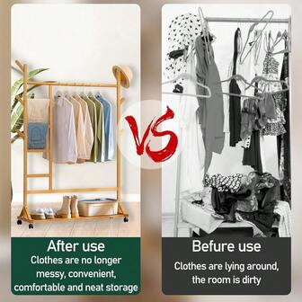 Clothes Rack Portable Garment Rack Rolling Coat Rack Clothing Organizer Pant Hat Tree Multifunctional Bedroom Hangi...